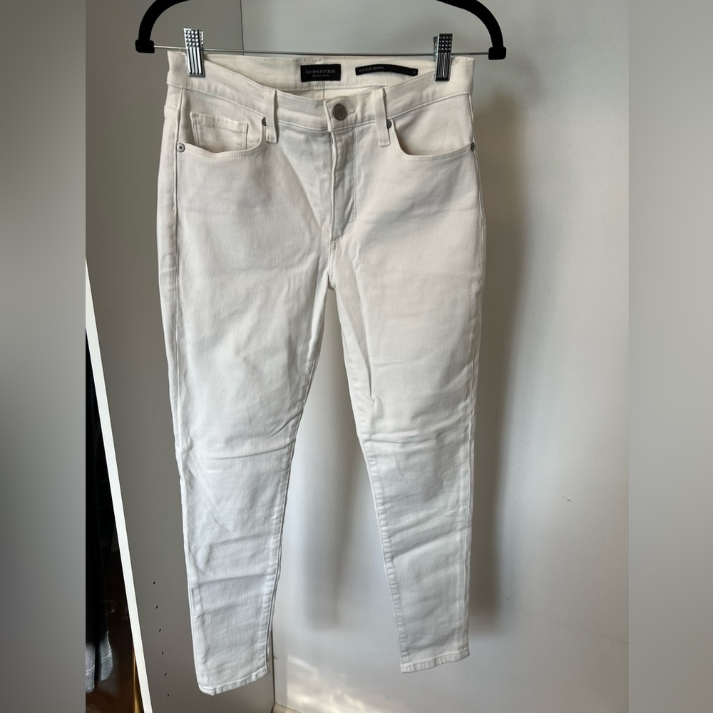 Banana Republic White Mid Rise Skinny Jeans 27R